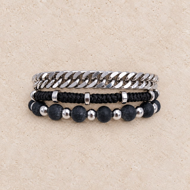 Herenarmband met Natuurlijke Stenen - Zwart