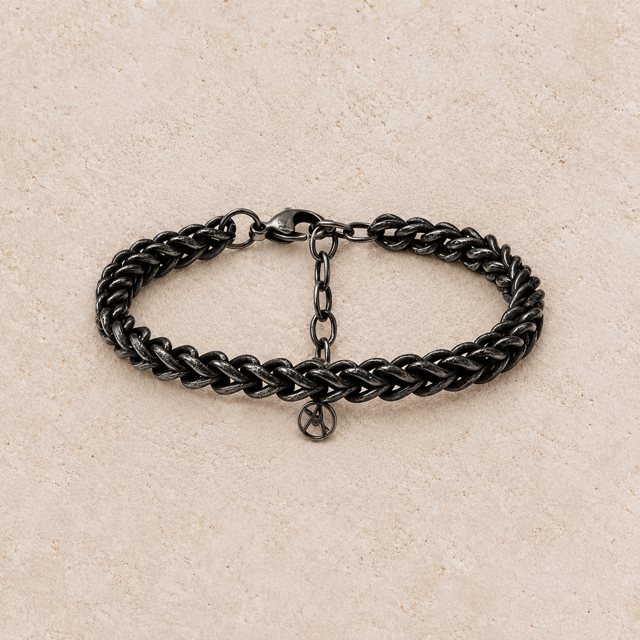 Zwarte herenarmband met schakelketting