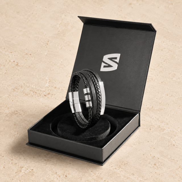 Herenarmband Milan - Zwart met Zilver of Zwart.