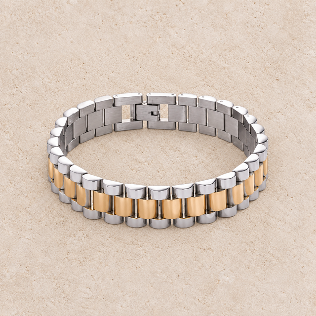 Herenarmband RVS - Goud/Zilver
