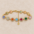 Kleurrijke bloemenarmband met Zirkonia