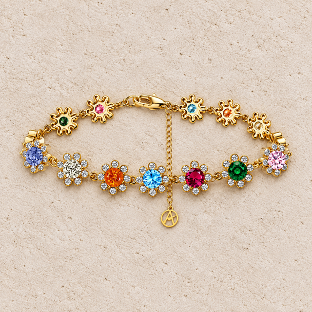 Kleurrijke bloemenarmband met Zirkonia