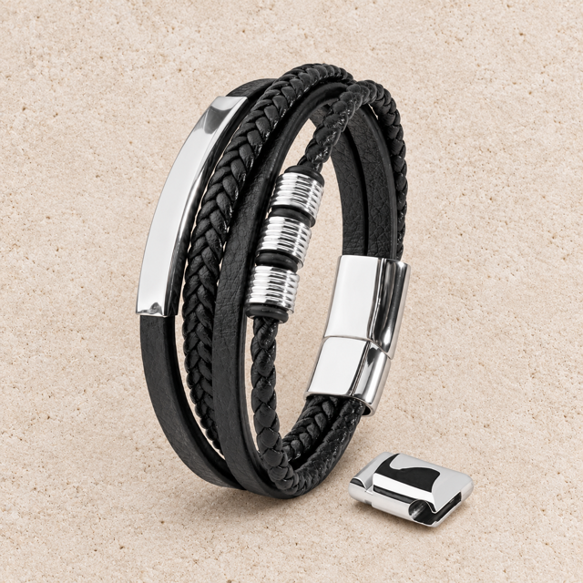 Herenarmband Milan - Zwart met Zilver of Zwart.