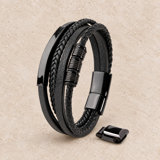 Herenarmband Milan - Zwart met Zilver of Zwart.