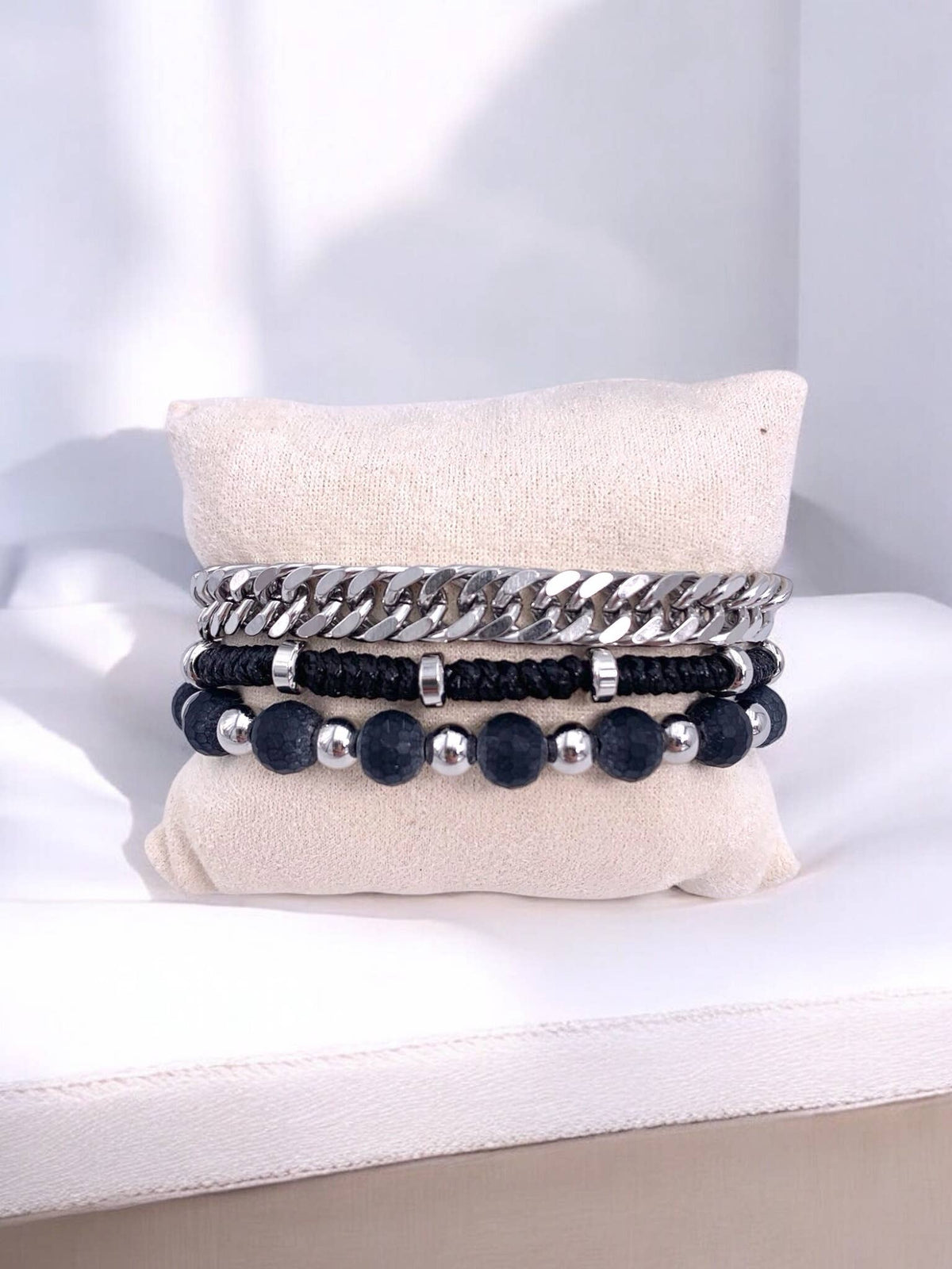 Herenarmband met Natuurlijke Stenen - Zwart