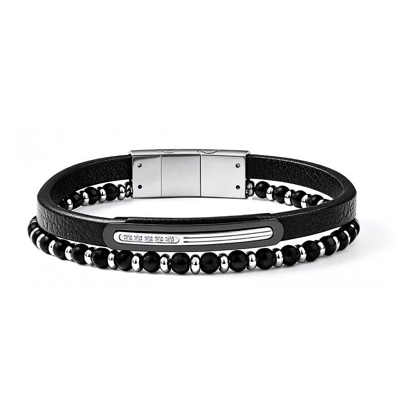 Zwarte Meerlaagse Armband met Kralen