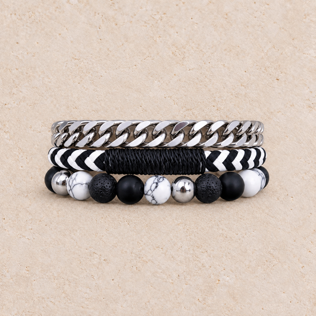 Herenarmband met Natuursteen - Zwart