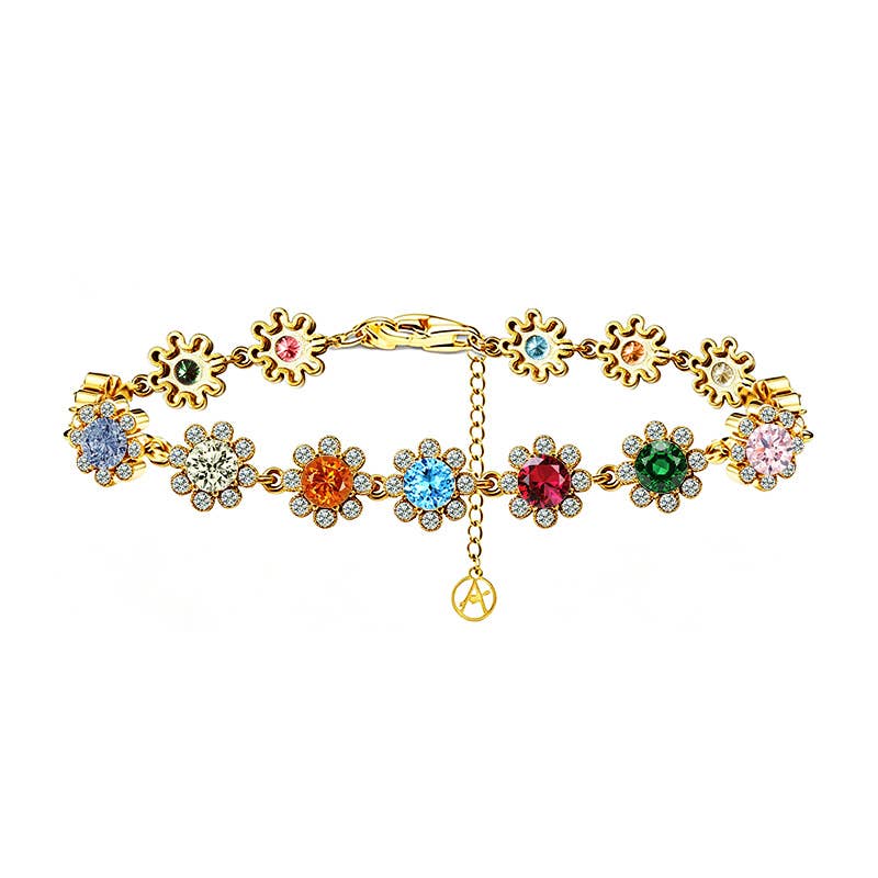 Kleurrijke bloemenarmband met Zirkonia