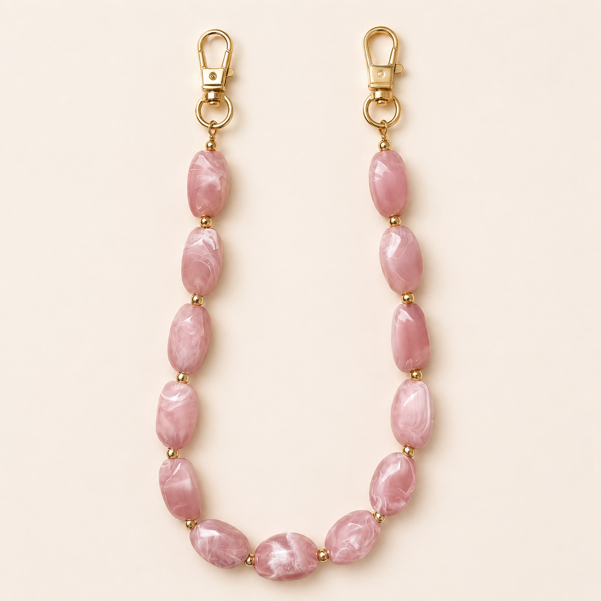 Telefoonkoord Marble Pink – Goudkleurig
