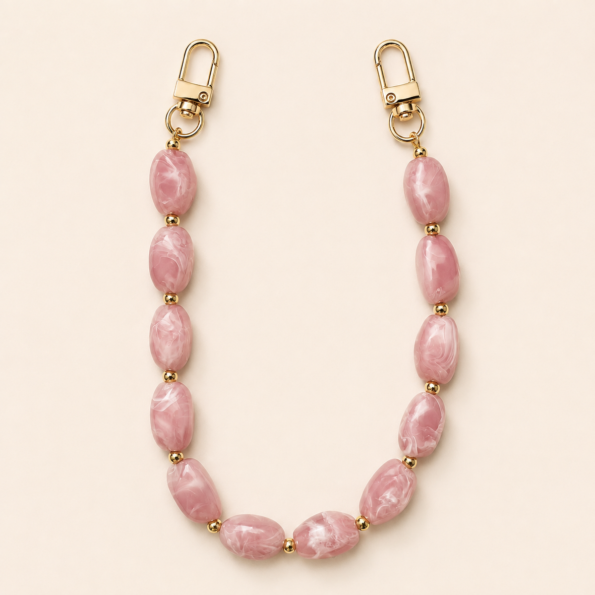 Telefoonkoord Marble Pink – Goudkleurig