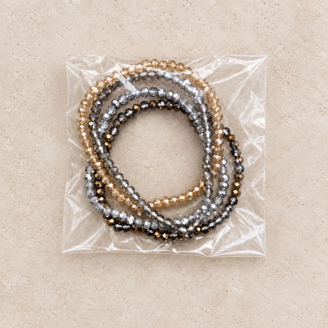 Set Dunne Facet-Kralenarmbandjes - Diverse Kleuren