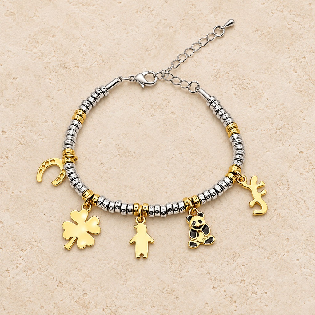 Zilverkleurige bedelarmband met panda