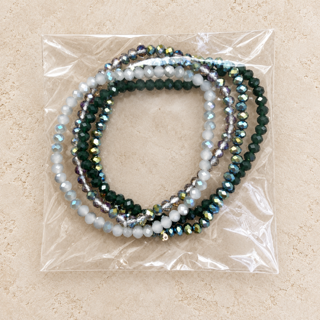 Set Dunne Facet-Kralenarmbandjes - Diverse Kleuren