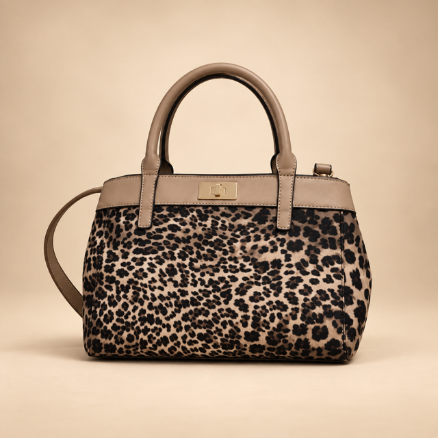 Handtas met Luipaardprint en Schouderriem.