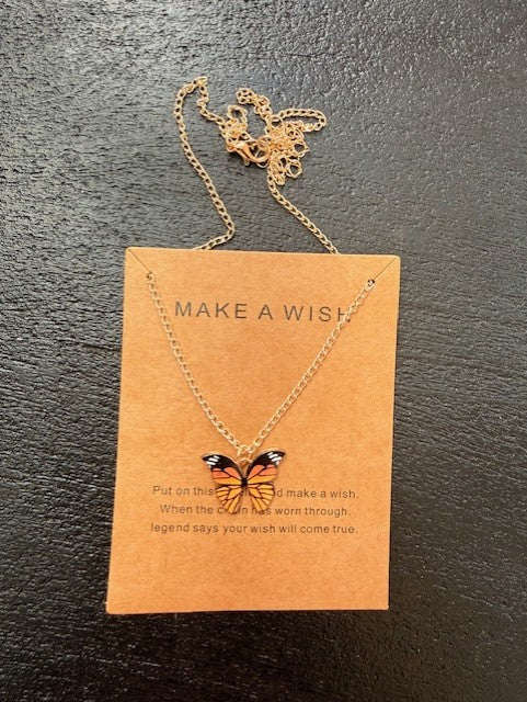 Doe een wens ketting met vlinderhanger