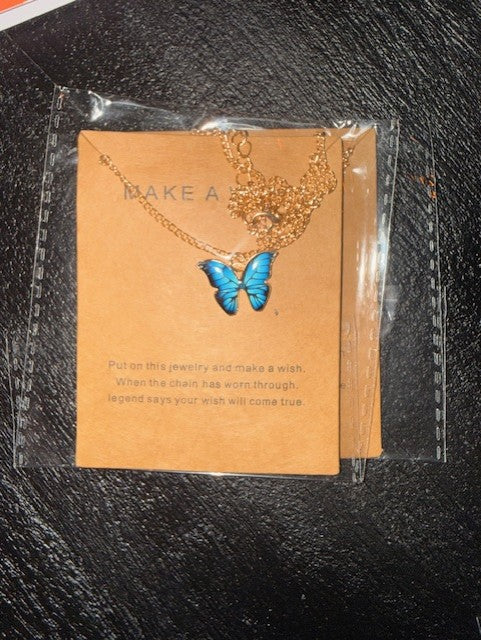 Doe een wens ketting met vlinderhanger