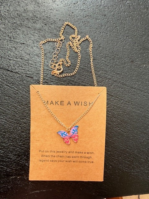 Doe een wens ketting met vlinderhanger