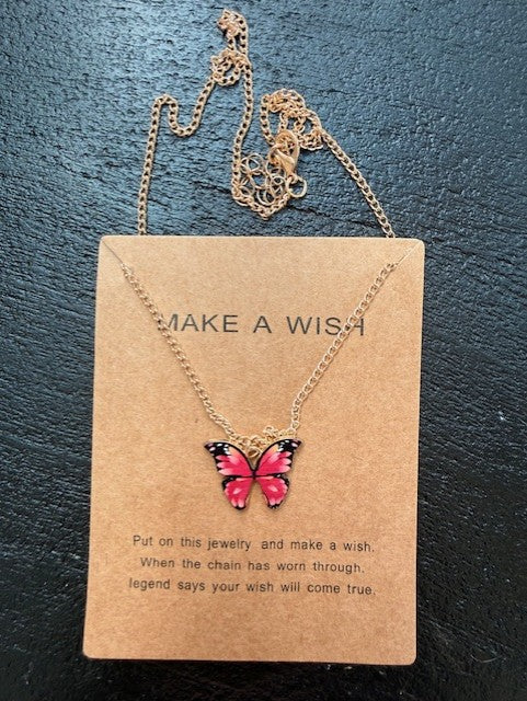Doe een wens ketting met vlinderhanger