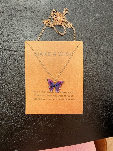 Doe een wens ketting met vlinderhanger