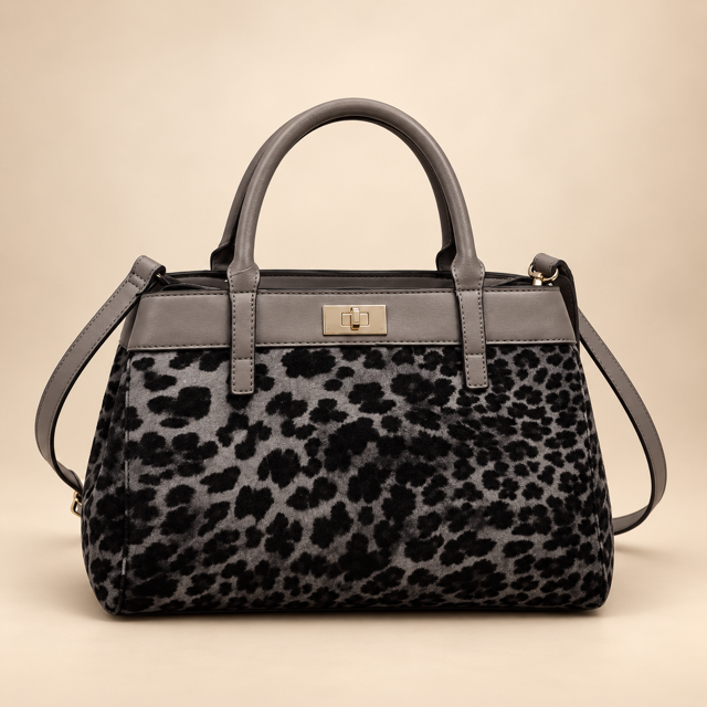 Handtas met Luipaardprint en Schouderriem.
